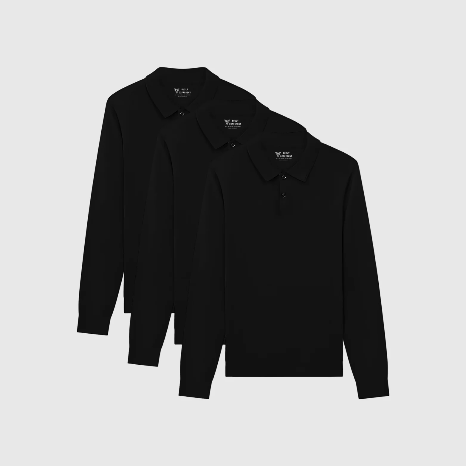 All Black Dress Polo Long Sleeve 3-Pack