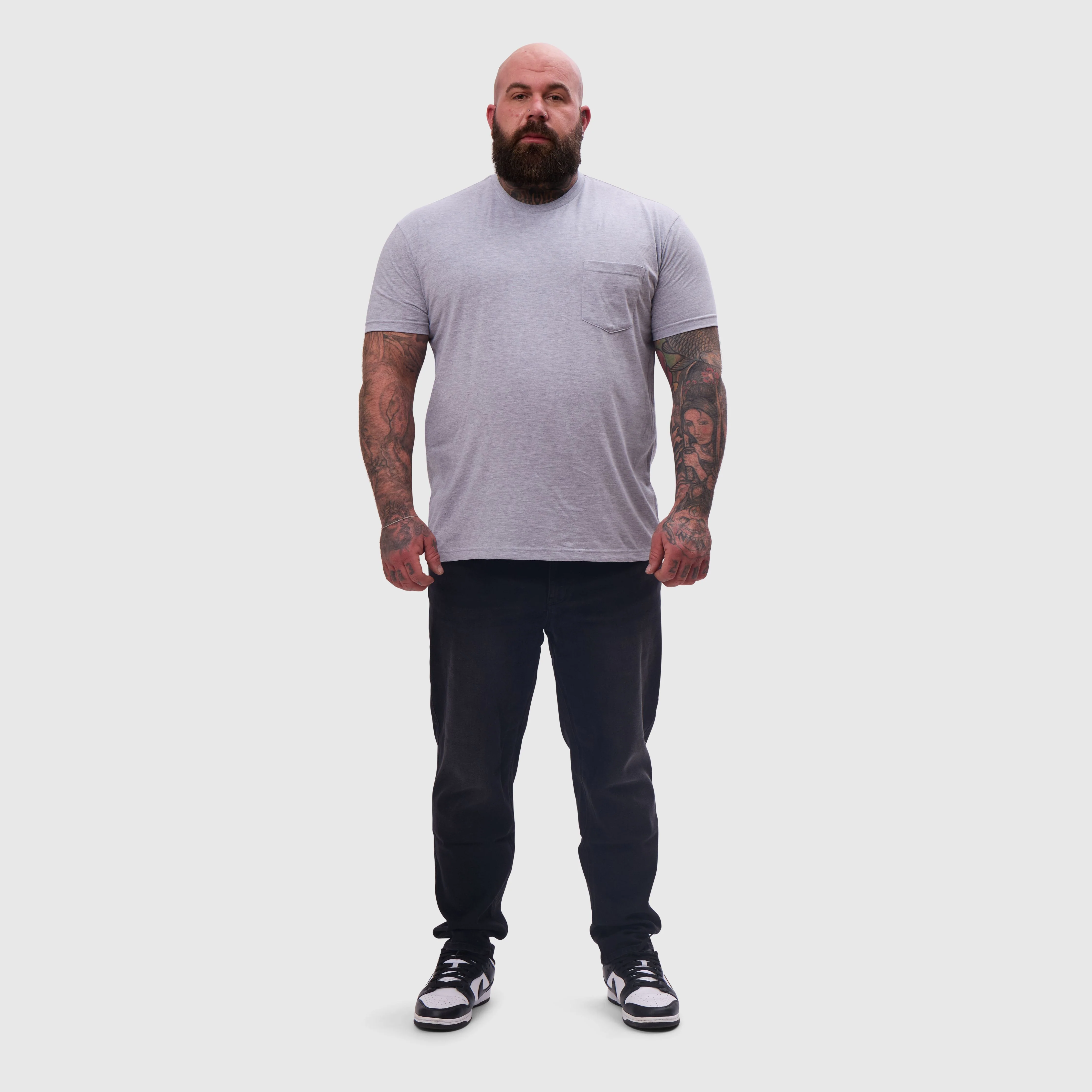 Heather Grey Pocket Crew Neck - Image 5