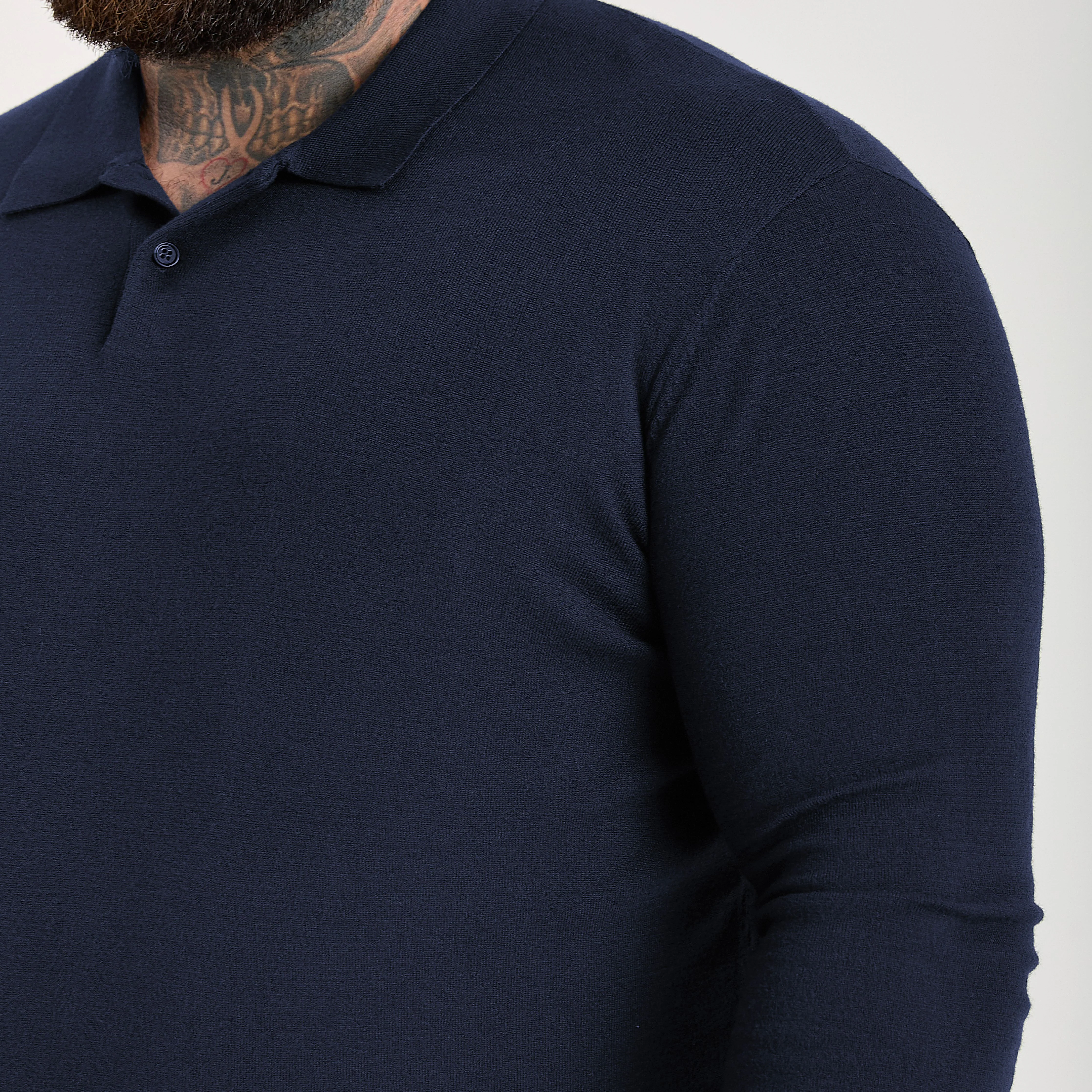 Navy Dress Polo Long Sleeve - Image 2