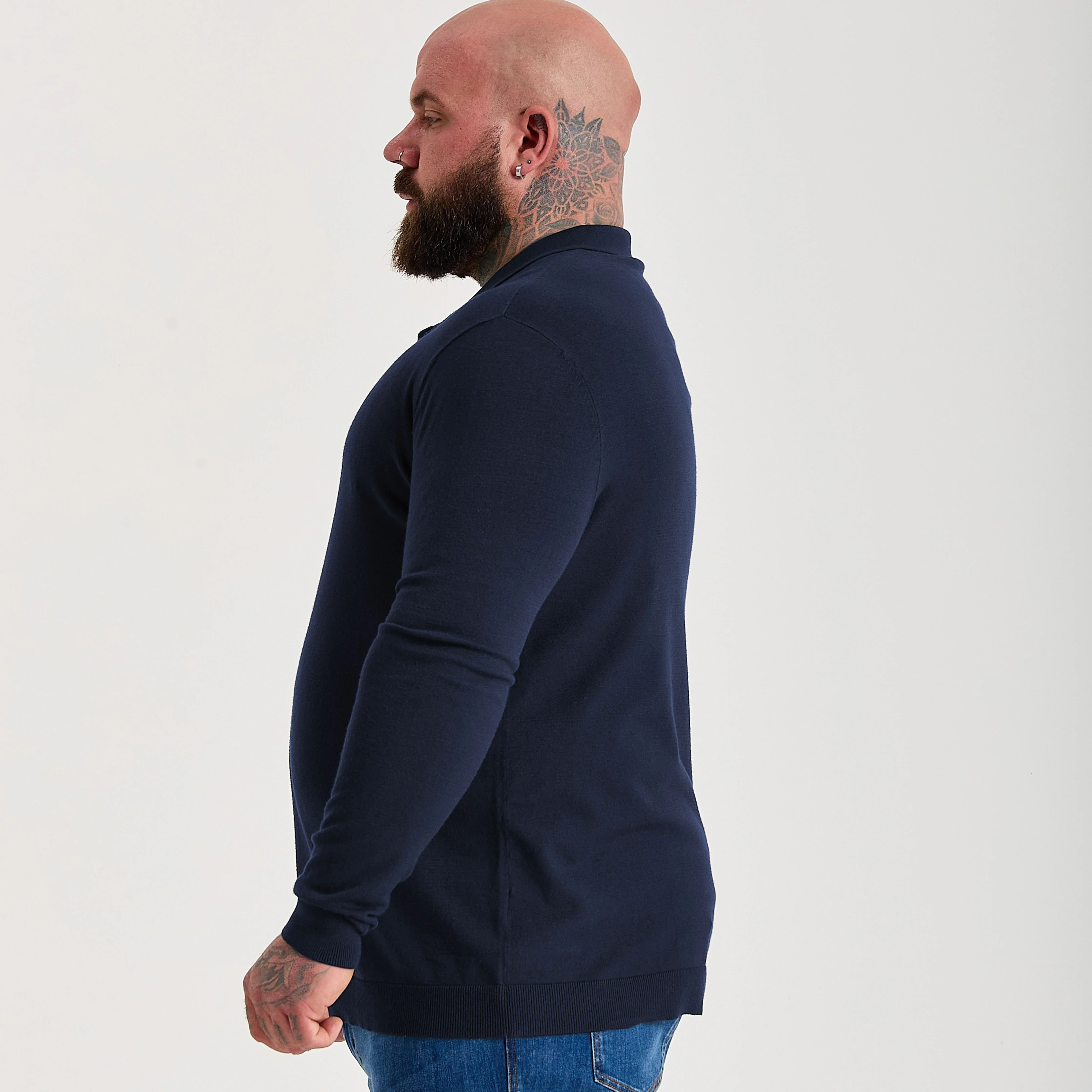 Navy Dress Polo Long Sleeve - Image 3
