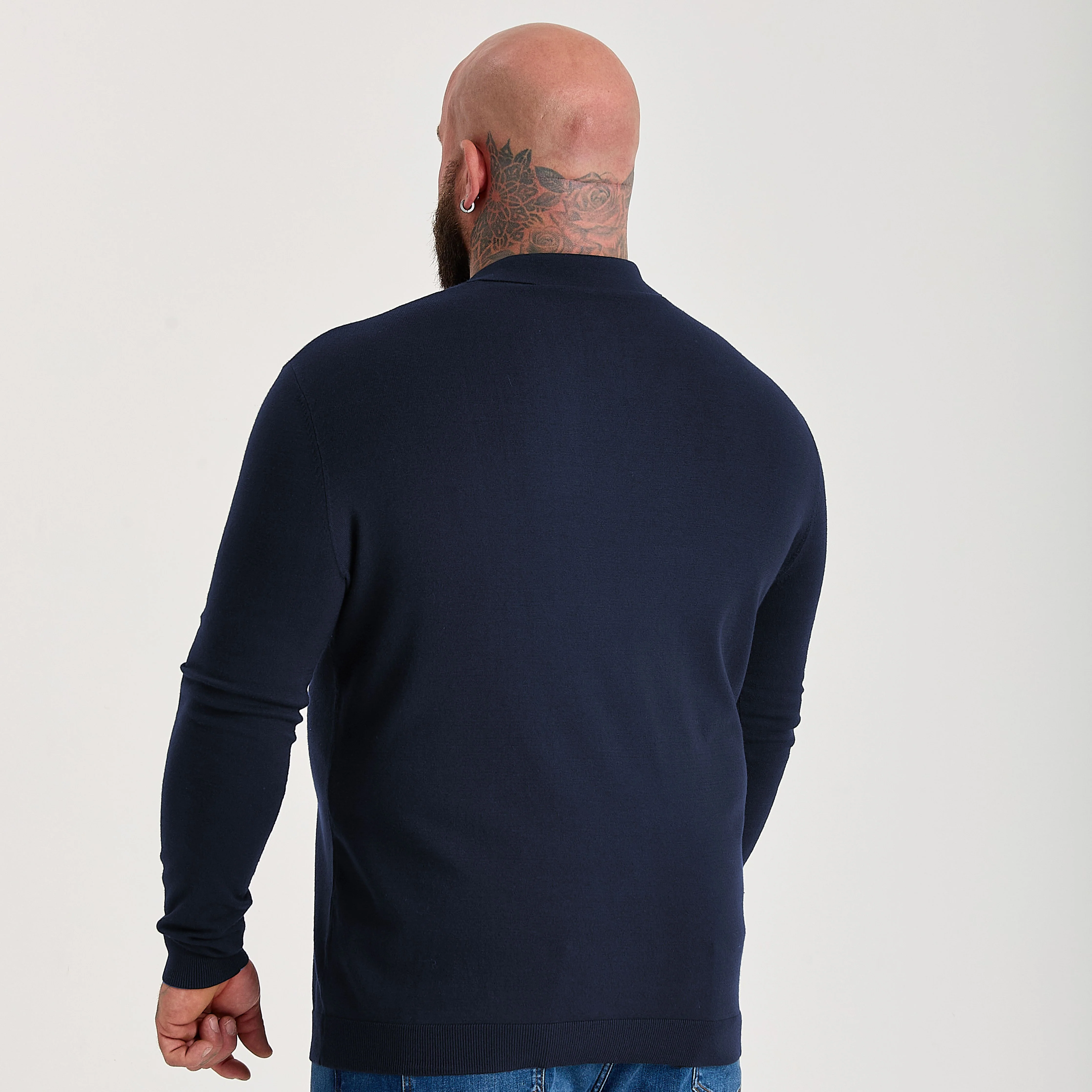 Navy Dress Polo Long Sleeve - Image 4